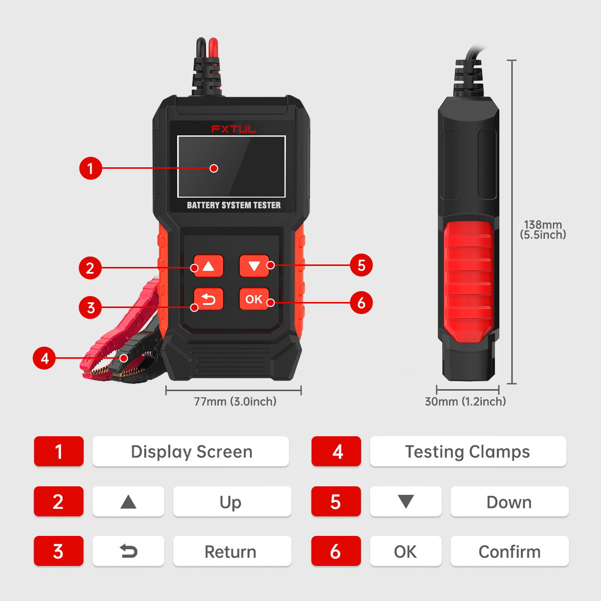 FXTUL BT50 Motorcycle & Car Battery Tester