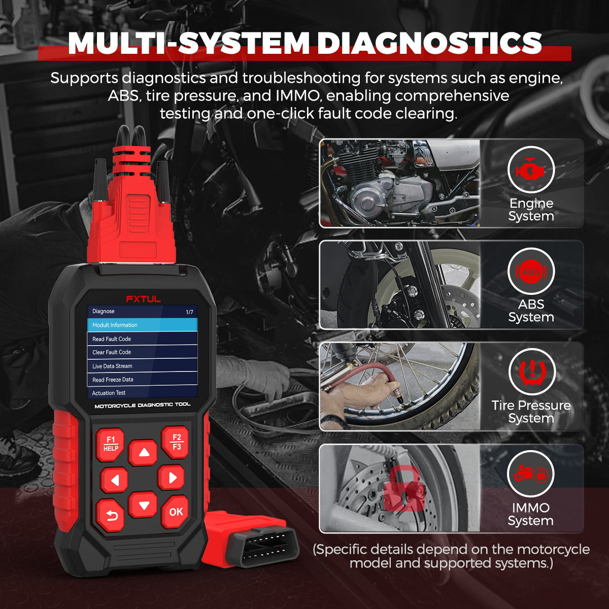 FXTUL M4 Motorcycle Scanner OBD2 Code Reader Scan Tool For HONDA YAMAHA KAWASAKI SYM KYMCO SUZUKI VESPA KTM PGO BENELLI