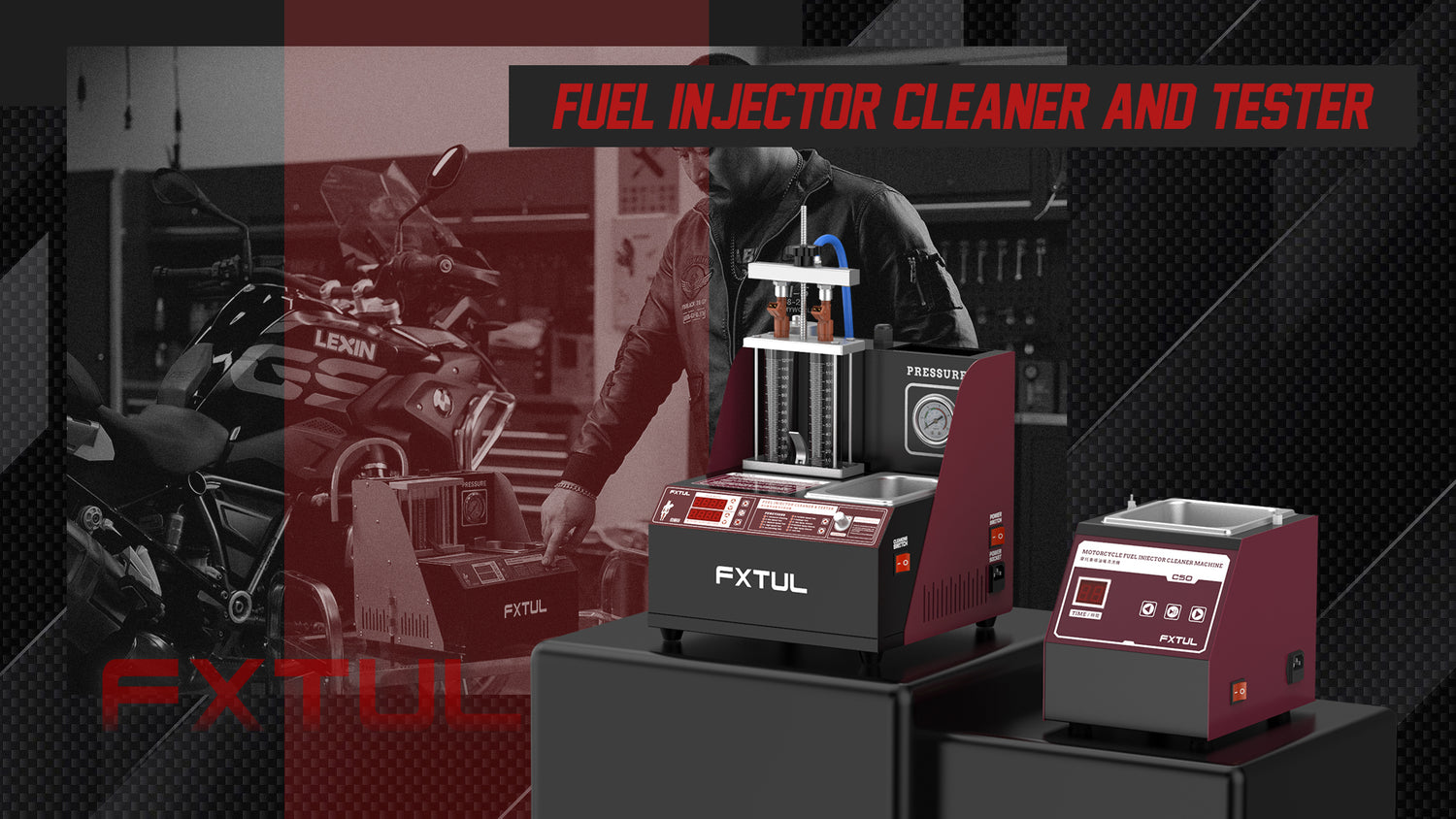 Motorcycle nozzle cleaning machine