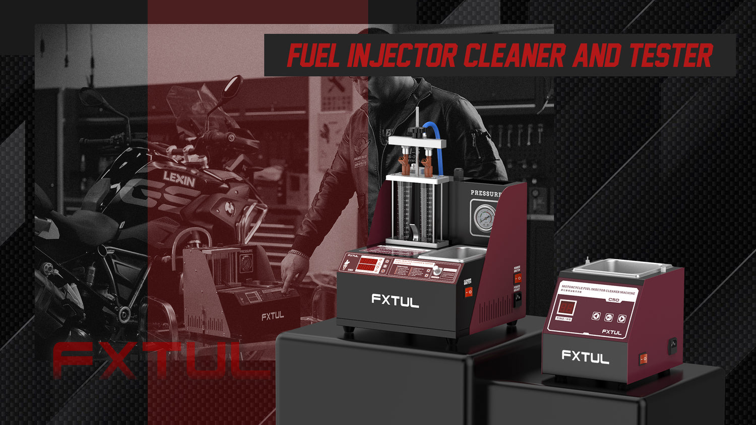 Motorcycle nozzle cleaning machine