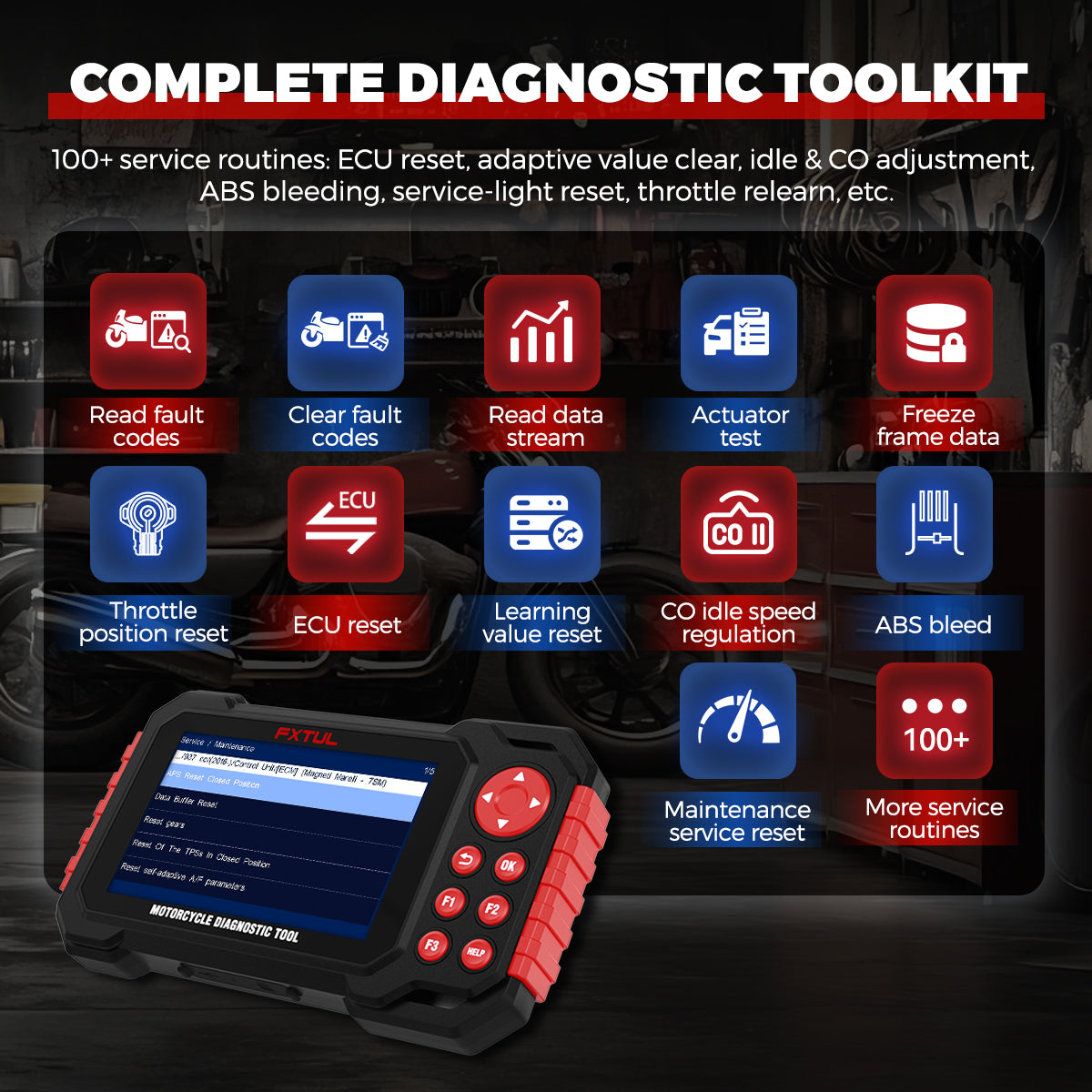 FXTUL M7 Motorcycle Diagnostic Tool Obd2 Scanner For Motorcycles 70+ Brands