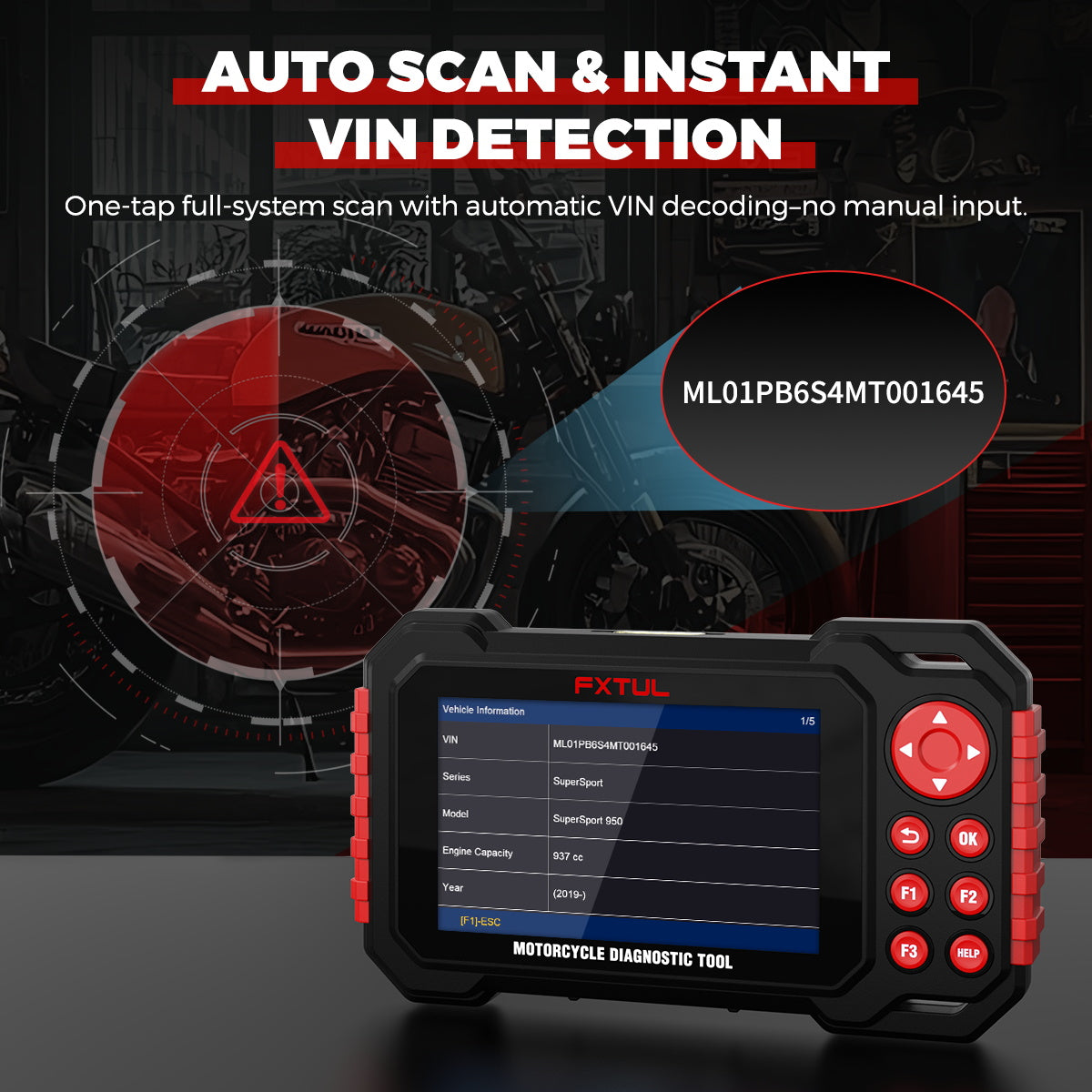 FXTUL M7 Motorcycle Diagnostic Tool Obd2 Scanner For Motorcycles 70+ Brands