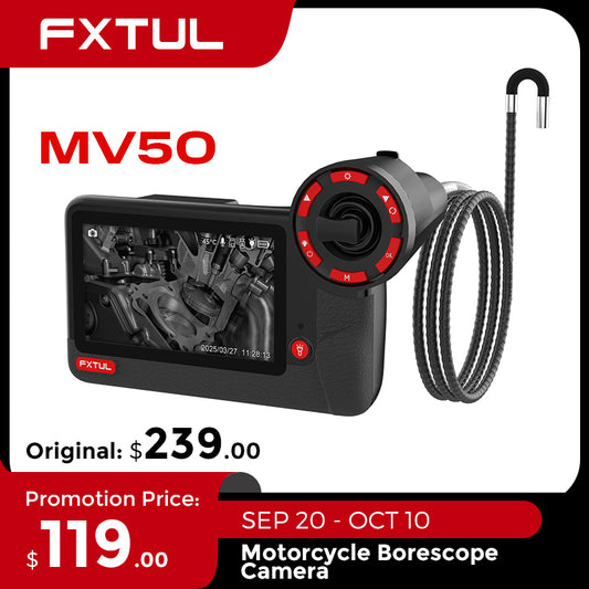 FXTUL MV50 Motorcycle Borescope Camera 210°  Angle 32GB Memory
