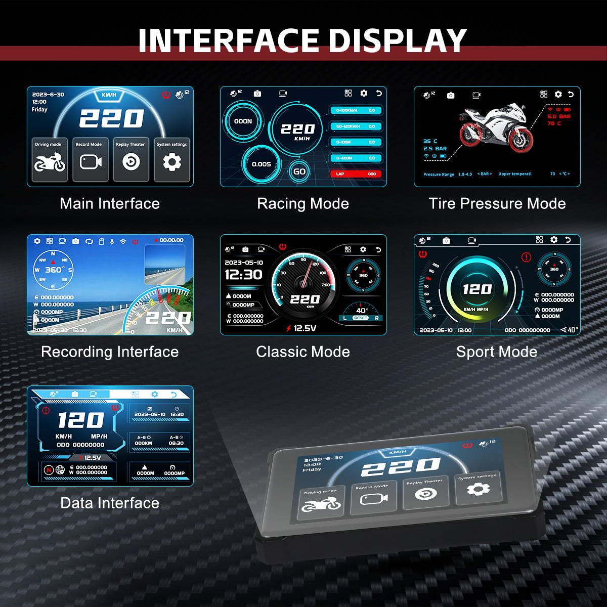 FXTUL F8-B Motorcycle DASH CAM & HUD Gauge