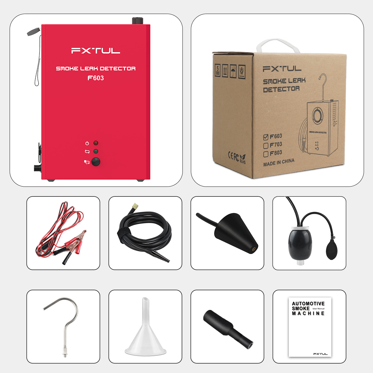 FXTUL Smoke Machine EVAP Leak Vacuum Diagnostics Smoke Detector for All Vehicles | Economy Repair | Dual Mode