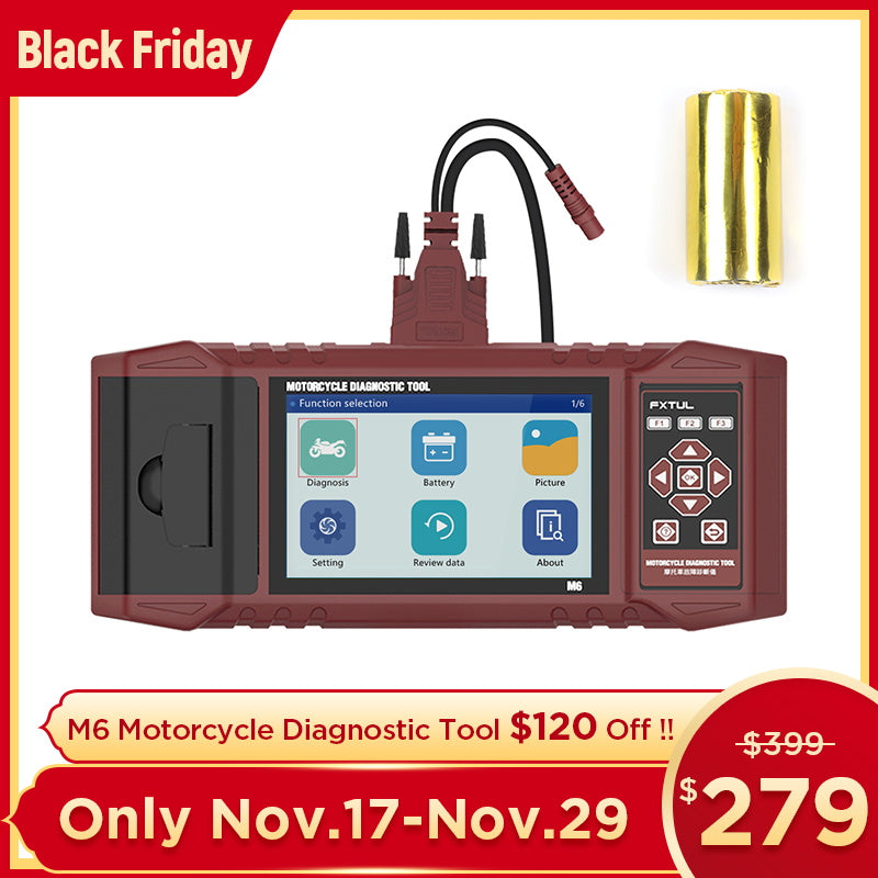 FXTUL M6 Motorcycle Diagnostic Tool For Harley BMW Supports 70+ Motor Brands, Full System Coverage, Real-time Recording, Printable Reports
