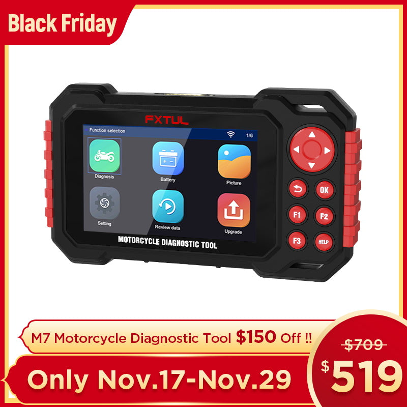 FXTUL M7 Motorcycle Diagnostic Tool Obd2 Scanner For Motorcycles 70+ Brands