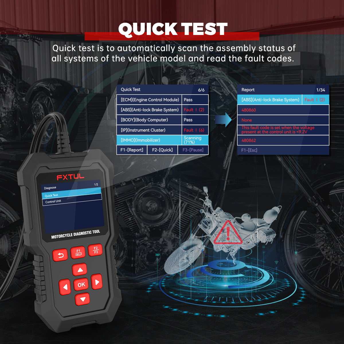 FXTUL M3 Motorcycle Diagnostic Tool OBD2 Code Reader Scan Tool for Honda and Yamaha Motorcycleoto