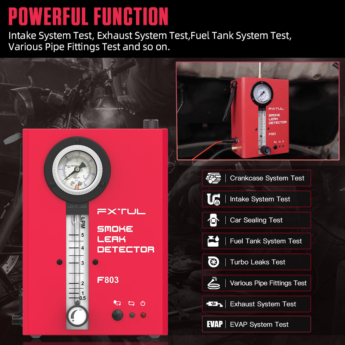 FXTUL Smoke Machine EVAP Leak Vacuum Diagnostics Smoke Detector for Al –  FXTUL, Motorcycle Repair Tool Shop