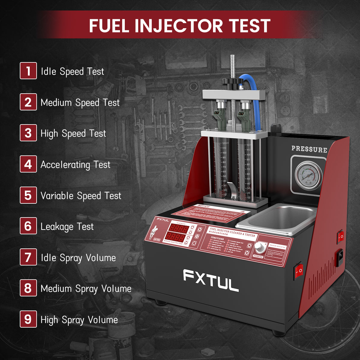 FXTUL Moto Ultrasonic Fuel Injector Cleaner Ultrasonic Cleaning